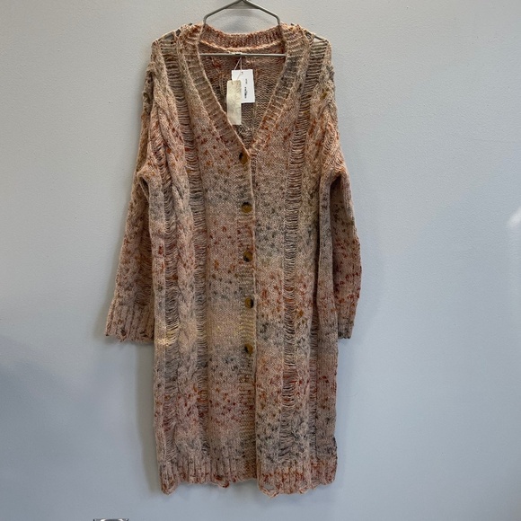 MYSTREE Midi-Length Distressed Multicolor Yarn Sweater - Size Medium - NWT - Picture 1 of 5